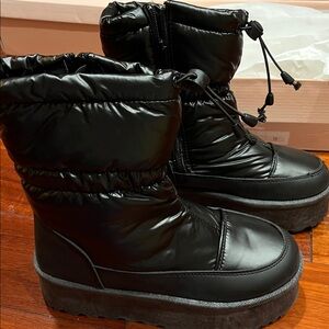 Black Women's Puffer Platform Winter Boots New